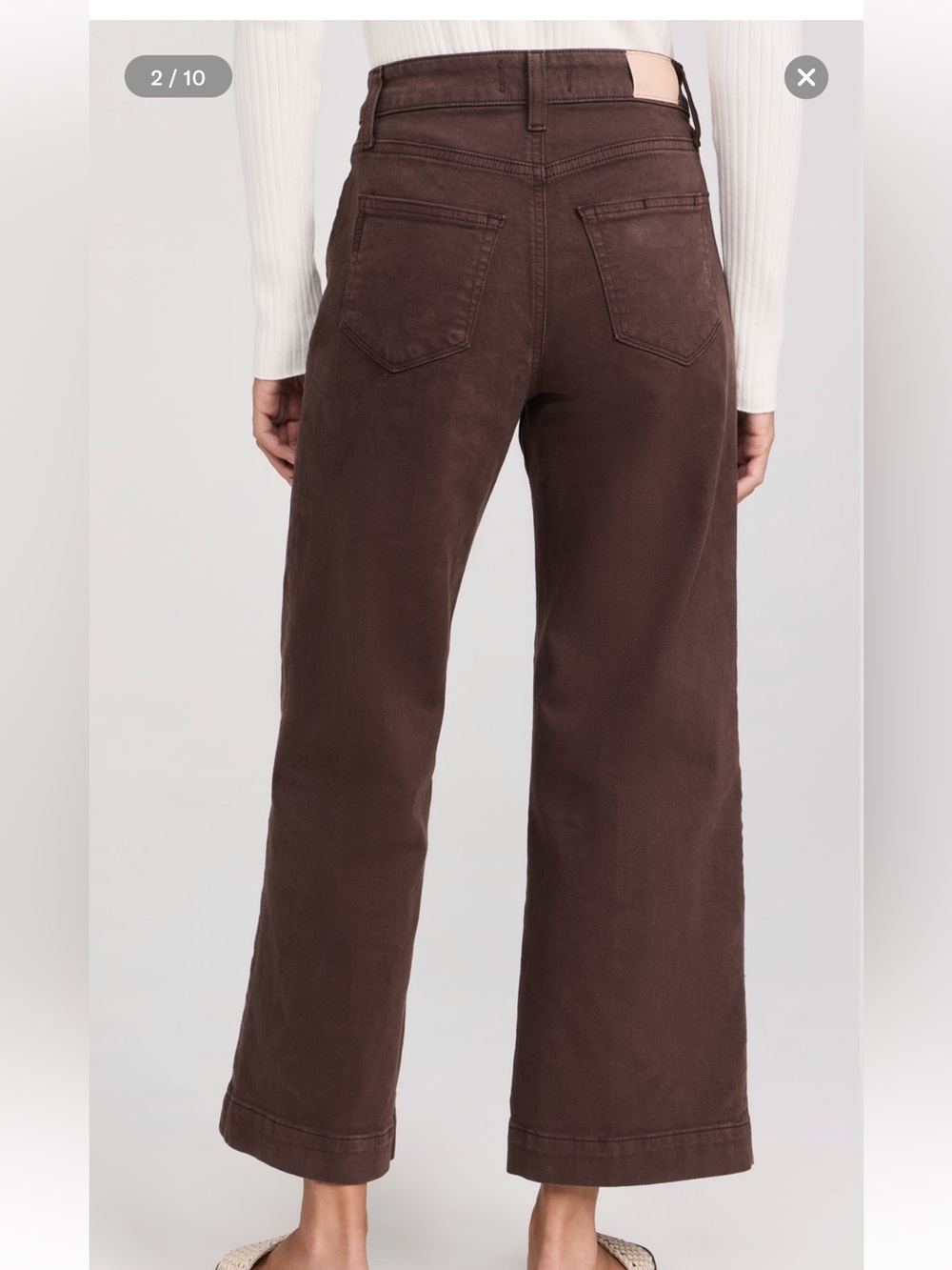 PAIGE Anessa ankle Wide-Leg Jeans in Chocolate Brown - Picture 3 of 9